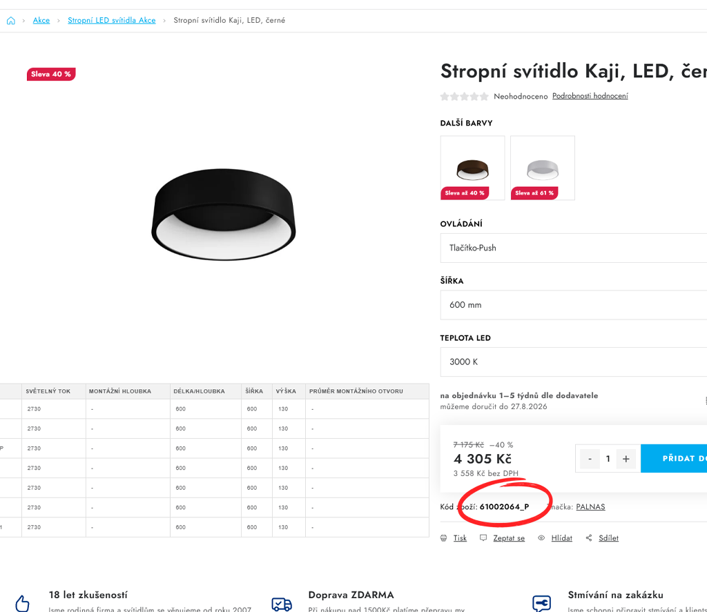 Přesměrování na detail produktu Stropní svítidlo Kaji podle kódu