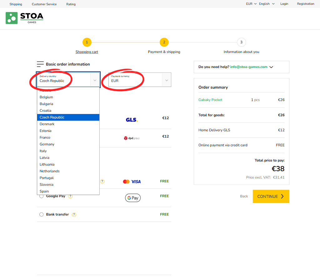 Košík stoa-games.com — Polsko a měna PLN v polské mutaci