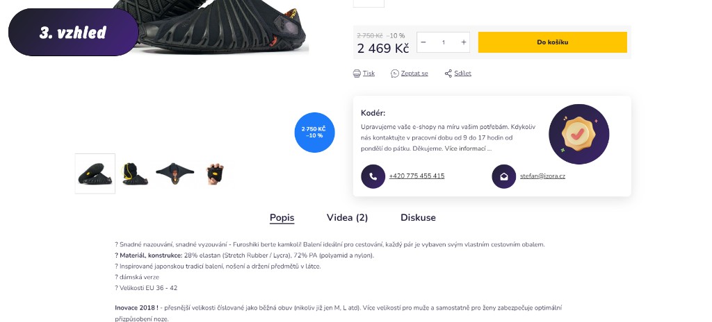 Vizitka — 3. vzhled v detailu produktu