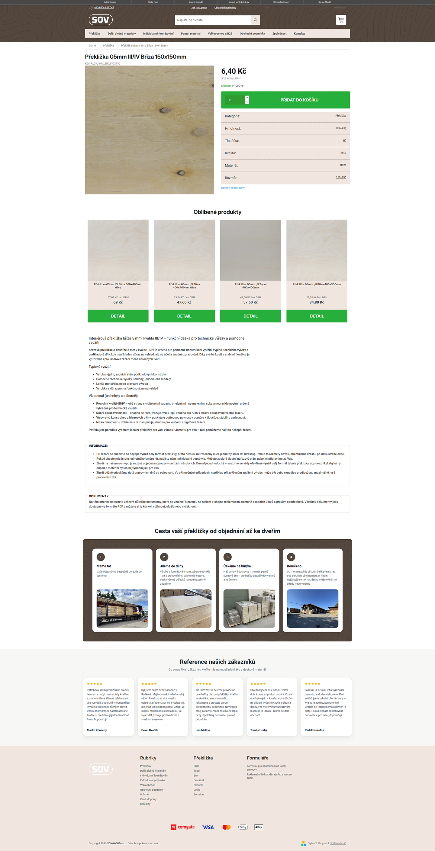 SOV E-shop — detail produktu